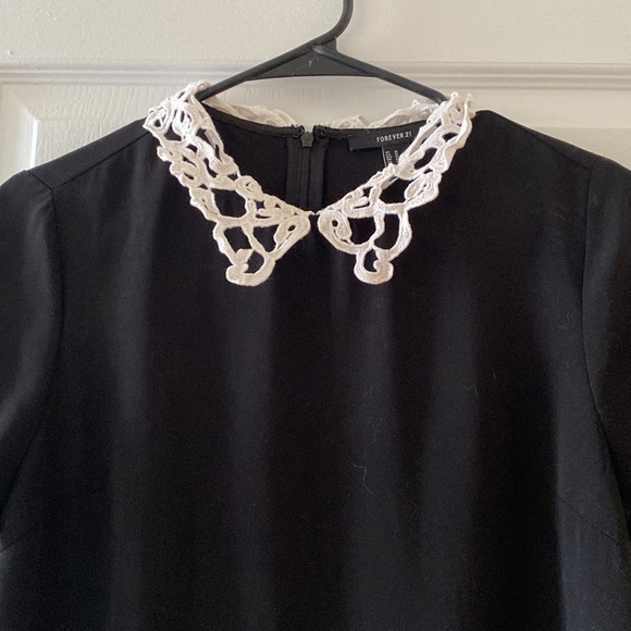 F21 Black Crochet Lace Collar Mini Dress - Picture 2 of 4